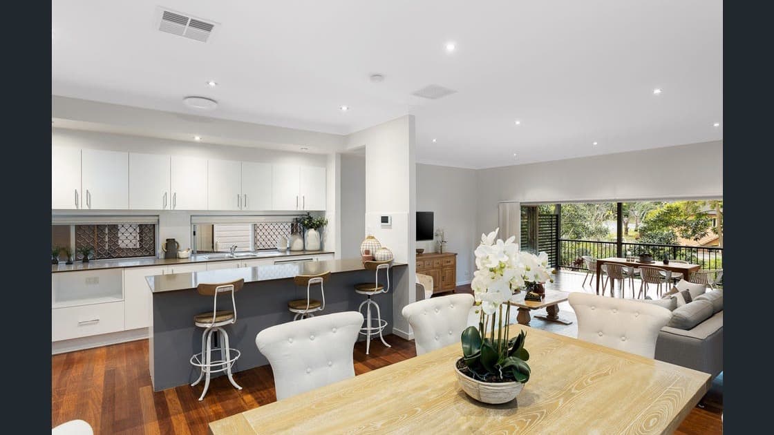 Open-plan dining and lounge interior